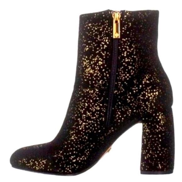 Nanette Lepore Black and Gold Heeled Boots - Picture 1 of 13